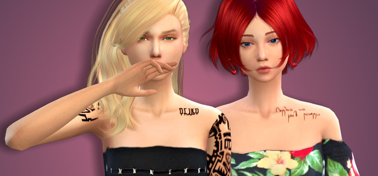 Simlish Collarbone tattoo CC for girls (TS4)