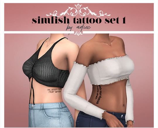 Simlish Tattoo Set 1 / Sims 4 CC