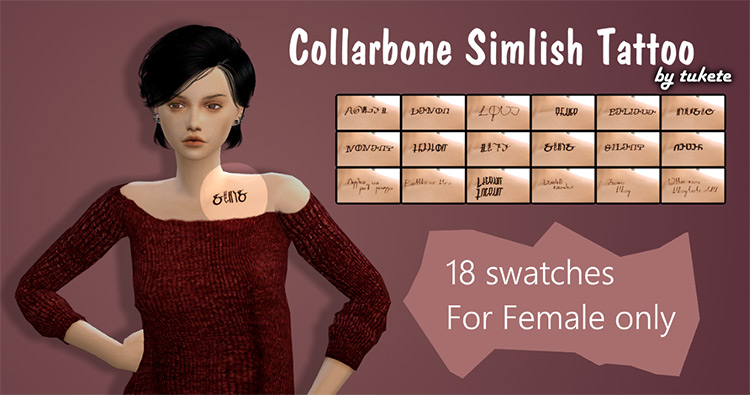 Collarbone Simlish Tattoos / TS4 CC