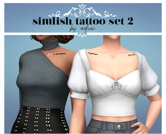 Simlish Tattoo Set 2 / Sims 4 CC