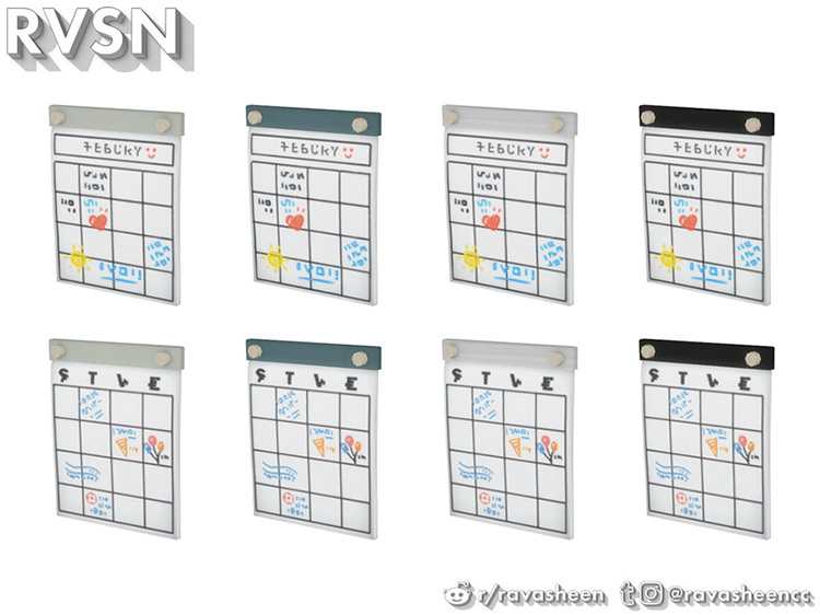 Peg to Differ – Calendar by RAVASHEEN / Sims 4 CC