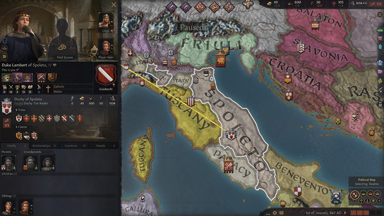 Starting situation of Spoleto in 867. / CKIII