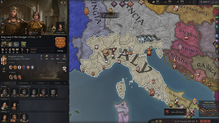Starting situation of Italy in 867. / CKIII