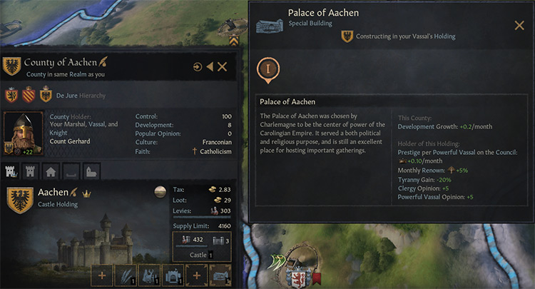 Buffs provided by the Palace of Aachen special building / CK3