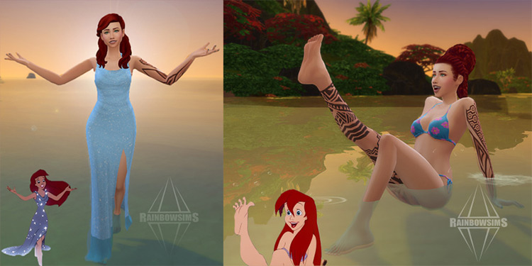 Ariel, The Little Mermaid / Sims 4 Pose Pack