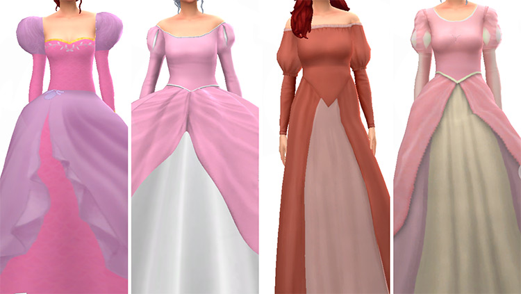 Ariel Ballgowns by Stardust Sims 4, MARIOBRO0S, Simple Simmer and Danny’s Domain / Sims 4 CC