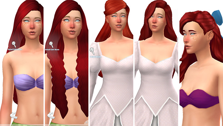 Ariel Hair by redheadsims-cc, tekrisims, simandy and simple simmer / Sims 4 CC