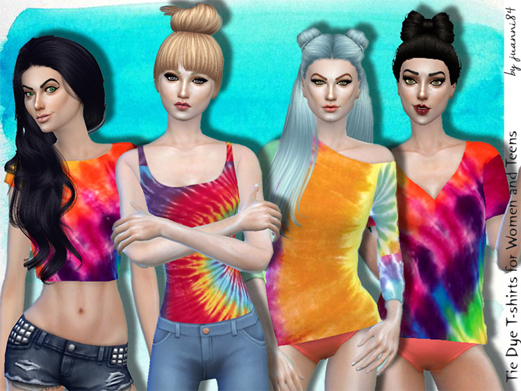 Tie Dye T-Shirts for Women and Teens / Sims 4 CC