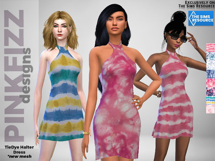 TieDye Halter Dress / Sims 4 CC