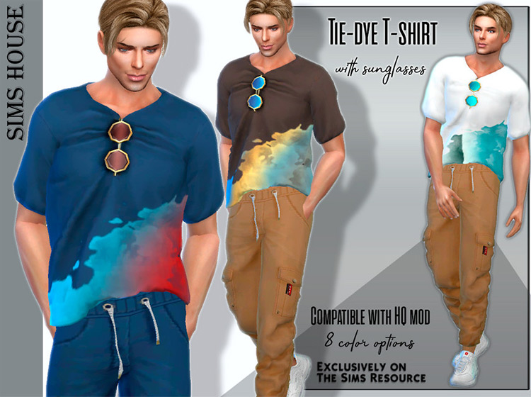 Tie-Dye T-Shirt with Sunglasses / Sims 4 CC