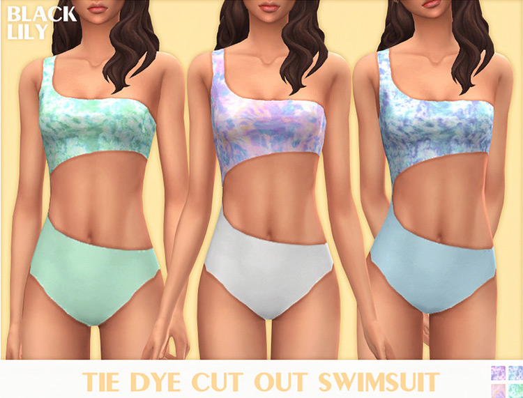 Tie Dye Cut Out Swimsuit / Sims 4 CC