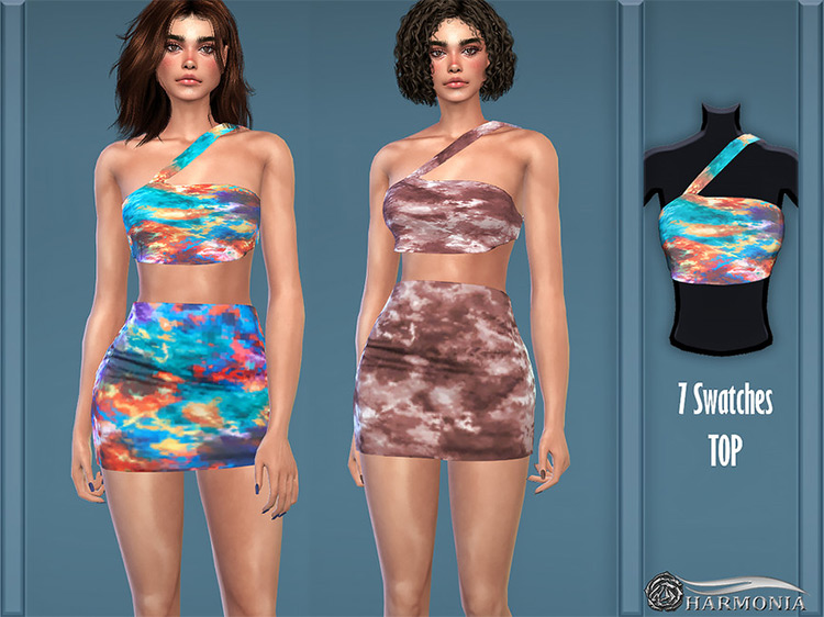 Tie Dye Woven Printed Top / Sims 4 CC