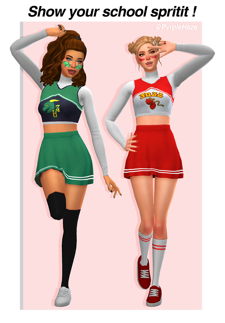 PvrpleHaze’s Cheerleader Outfit Recolors / Sims 4 CC