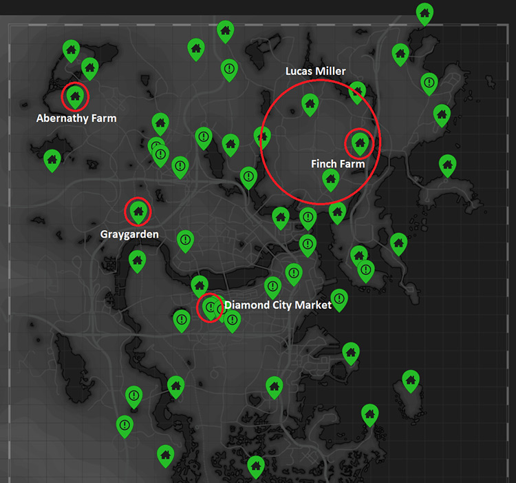 The location of all NPCs that sell shipments of cloth. / Fallout 4