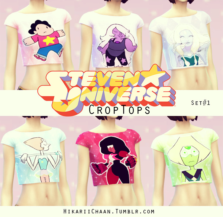 Steven Universe Crop Tops by hikariichaan / Sims 4 CC