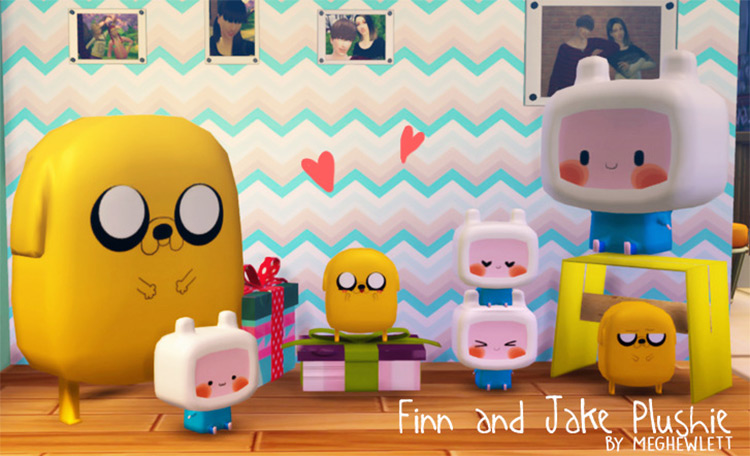 Finn and Jake Plushie + BMO by Meghewlett / Sims 4 CC