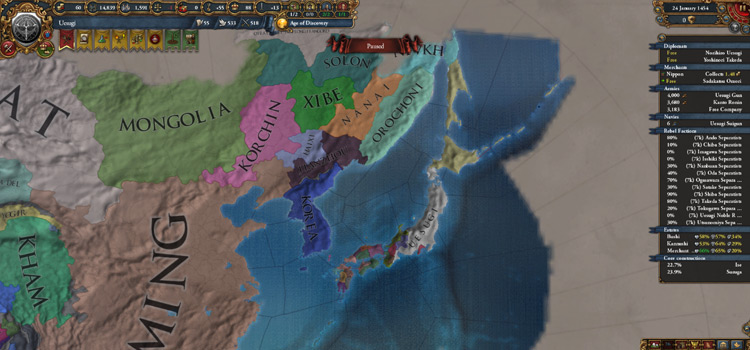 Japanese North under Uesugi in EU4