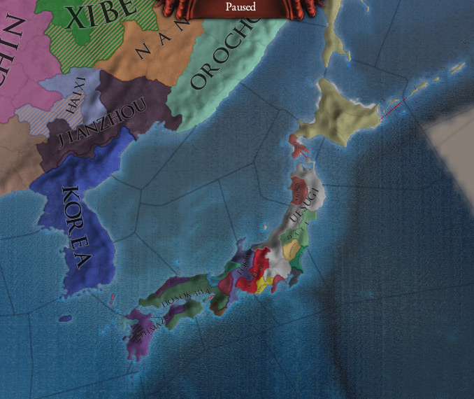 A Shimazu campaign with Hosokawa as an ally. Unless I go for the Shogunate, my expansion routes are pretty limited / EU4