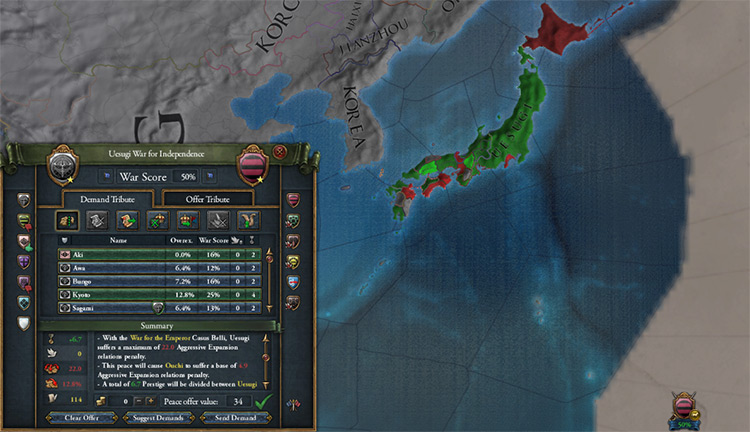 Demanding Kyoto in the peace deal / EU4