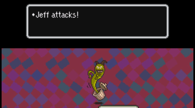 Jeff using his Basic (Shoot) attack in battle / Earthbound