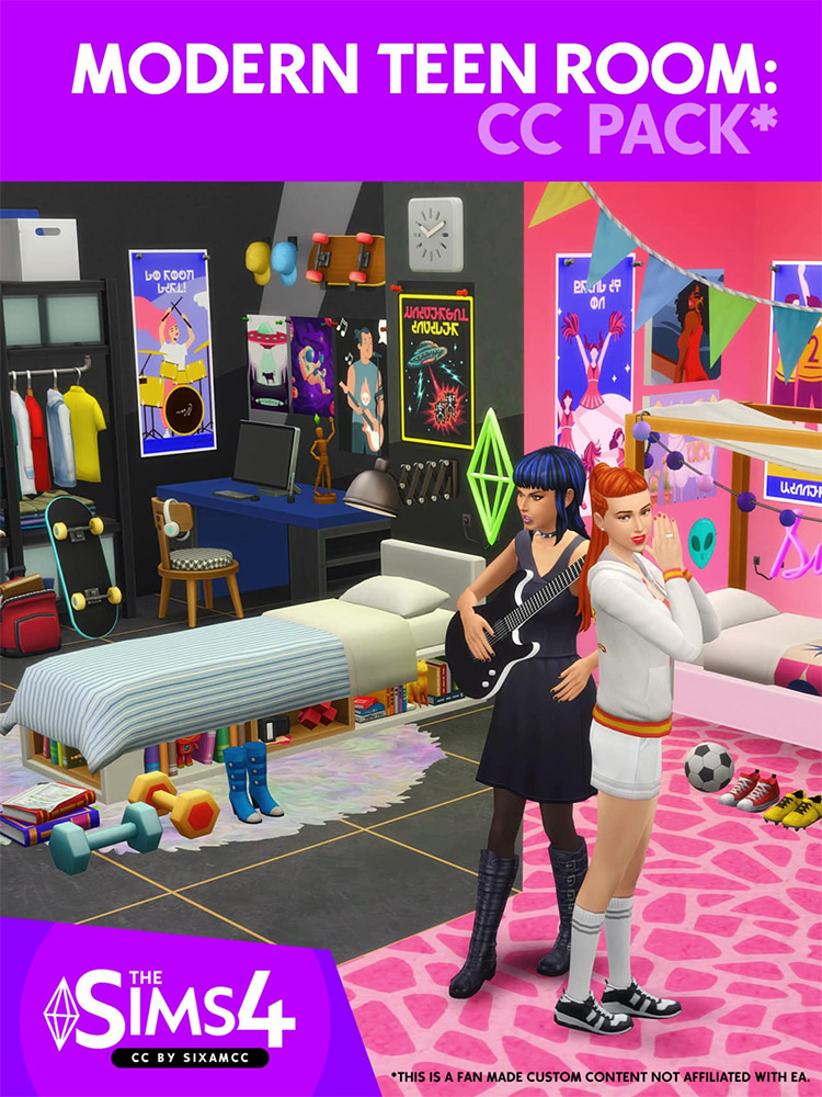 Modern Teen Room / Sims 4 CC