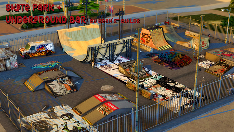 Skate Park + Underground Bar / Sims 4 Lot