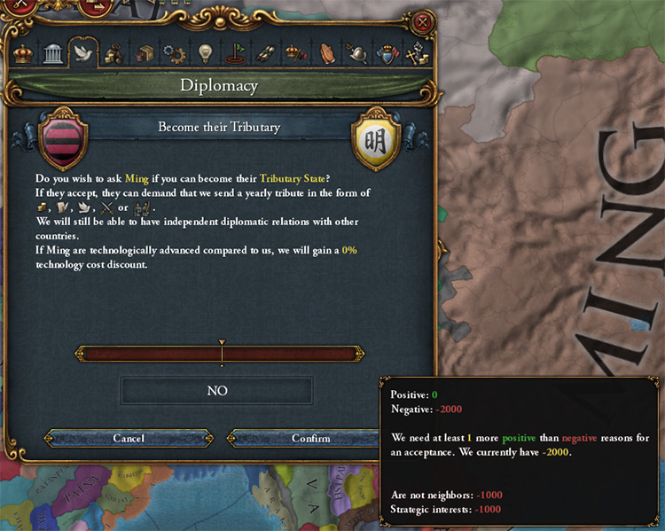 Strategic interests are -1000 because of the rivalry. The “are not neighbors” modifier essentially blocks all offers by non-bordering nations. / EUIV