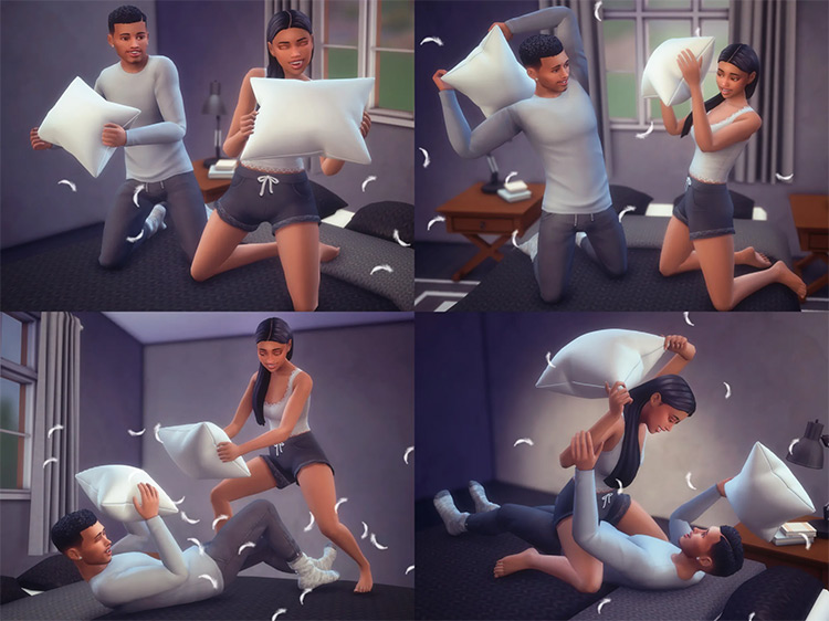 Pillow Fight Pose Pack / Sims 4 CC