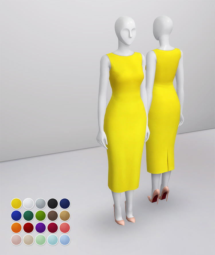 Crepe Midi Dress / Sims 4 CC
