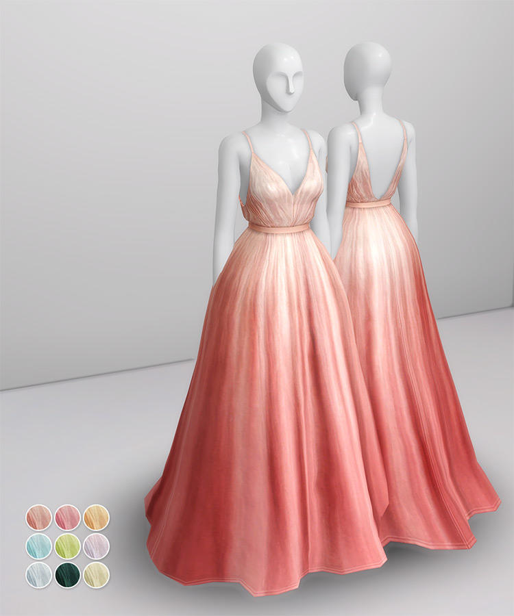 Peach Silk Gown / Sims 4 CC
