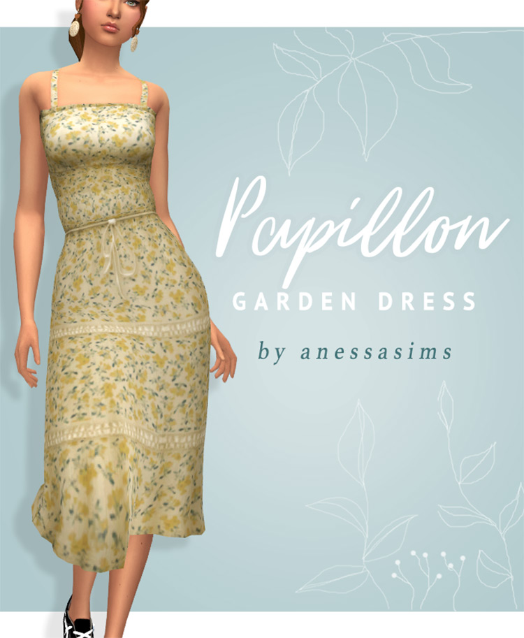 Papillon Garden Dress / Sims 4 CC