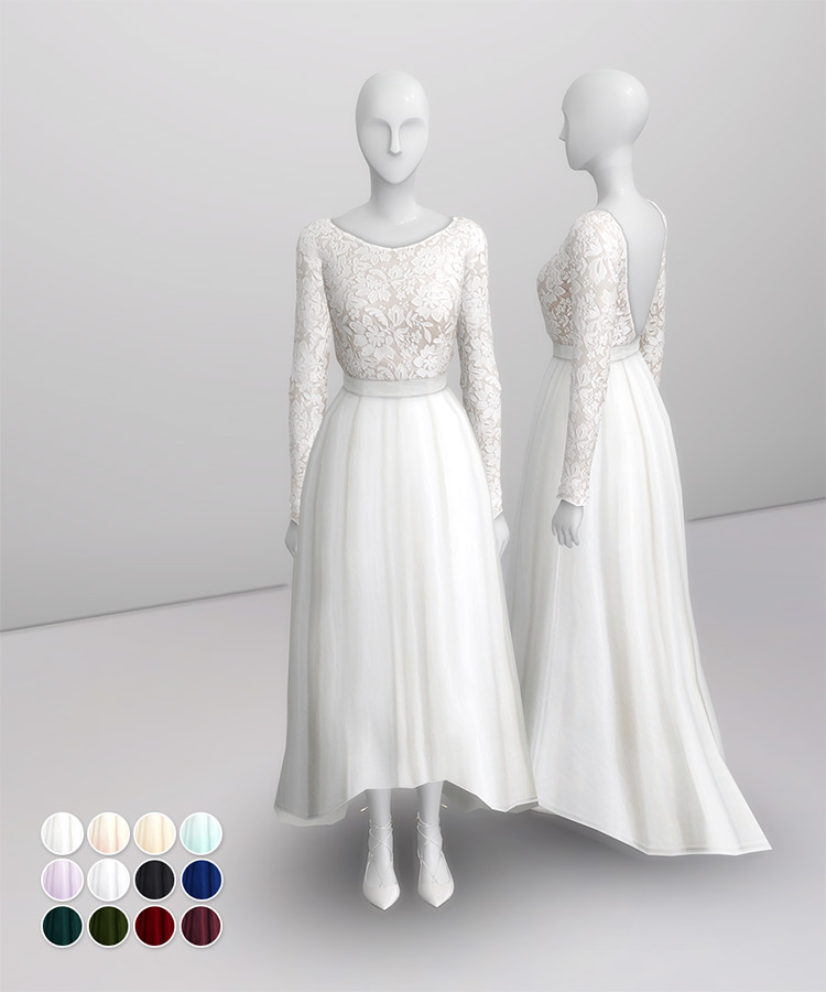 White Clover Embroidered Gown / Sims 4 CC