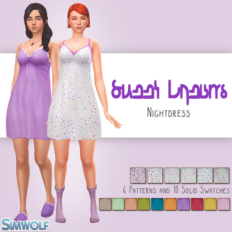 Sweet Dreams Night Dress / Sims 4 CC