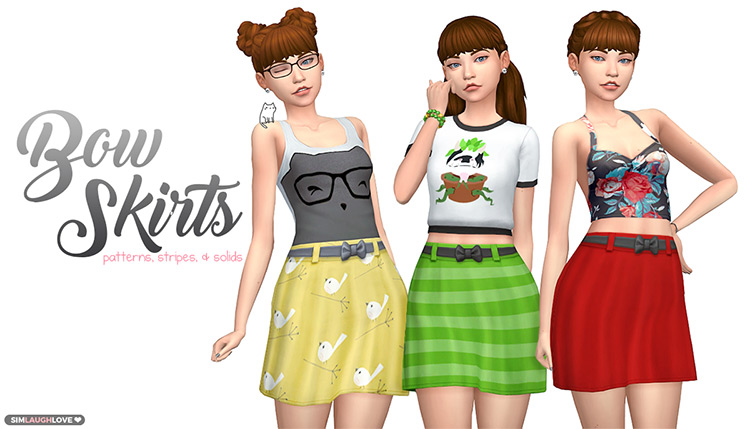 Bow Belted Skirts / Sims 4 CC