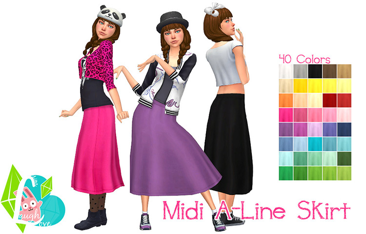 Mid A-Line Skirt / Sims 4 CC