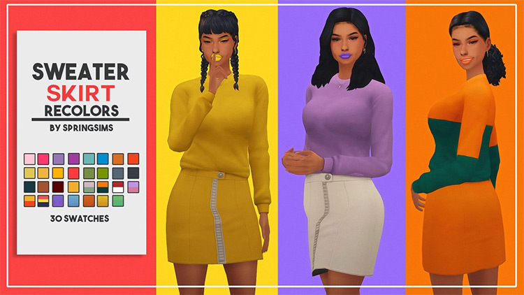 Sweater Skirt Recolors by springsims / TS4 CC