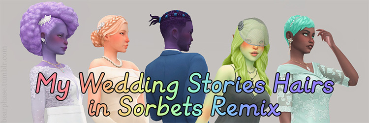 My Wedding Stories Hairs in Sorbet Remix by bearphase / TS4 CC