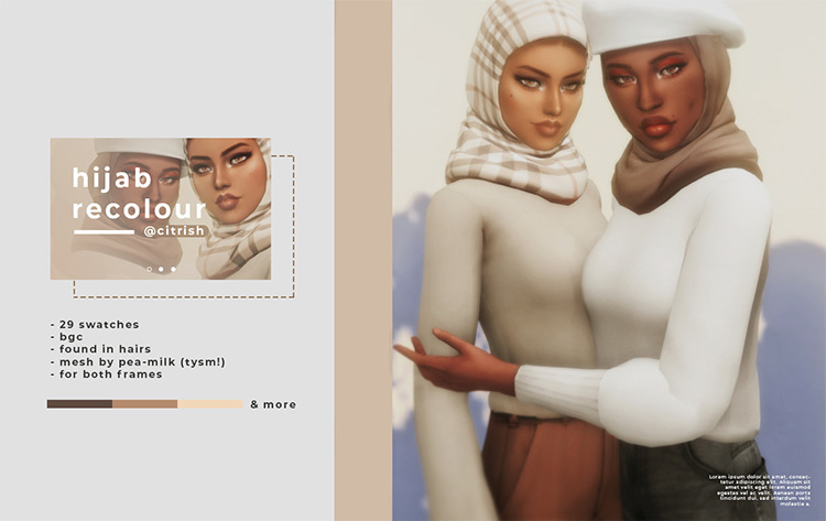 Neutral Hijab Recolours by citrish / Sims 4 CC