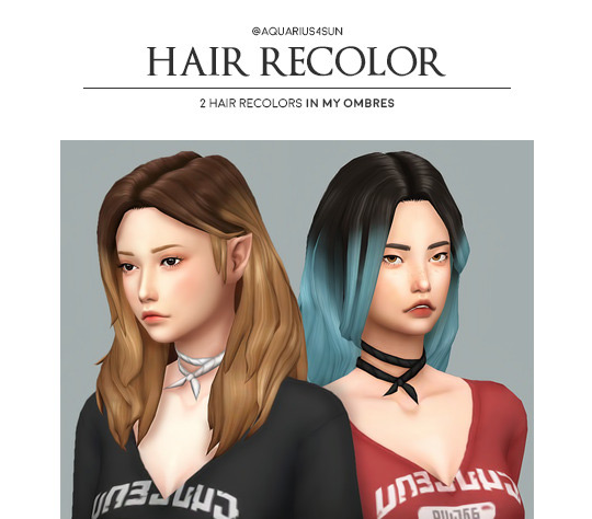 Ombre Hair Recolor by aquarius4sun / Sims 4 CC