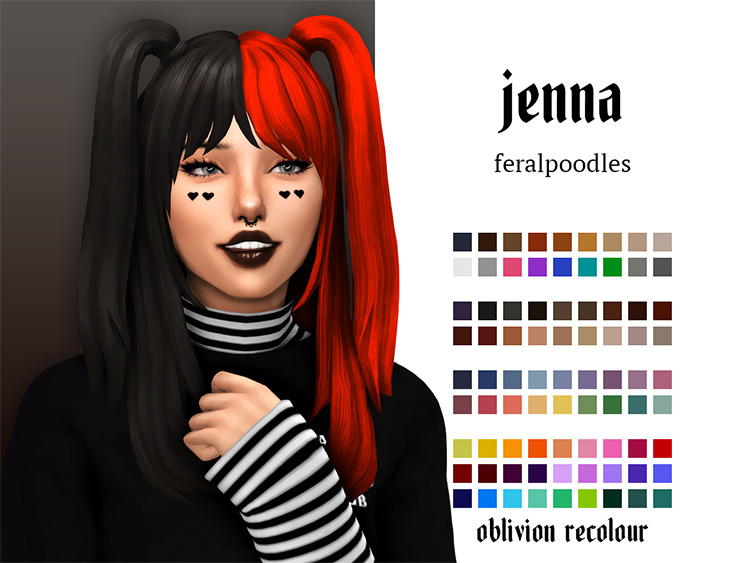 Jenna; Oblivion Recolour by evoxyr / Sims 4 CC