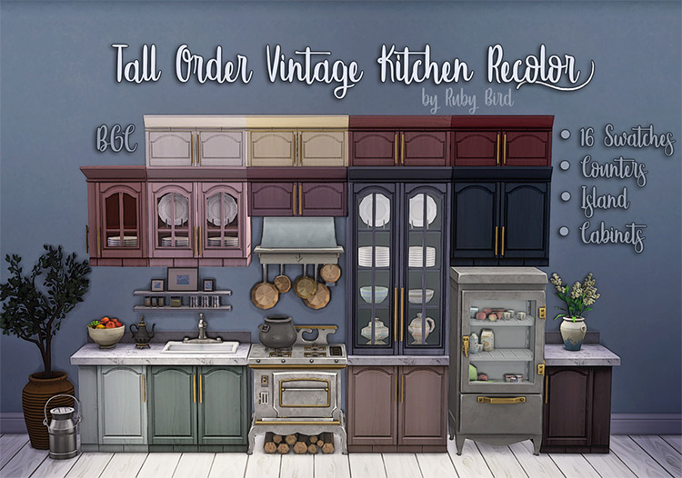 Tall Order Vintage Kitchen Recolor by Miss Ruby Bird / Sims 4 CC
