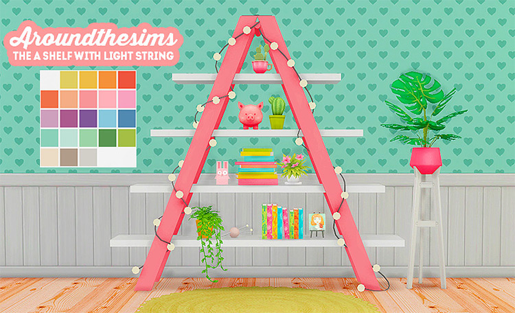 ATS4 the A Shelf with Light String – Recolor by lina-cherie / TS4 CC