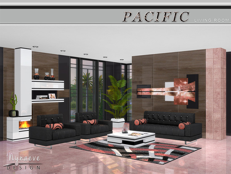 Pacific Heights Living Room Set - Sims 4 CC Screenshot