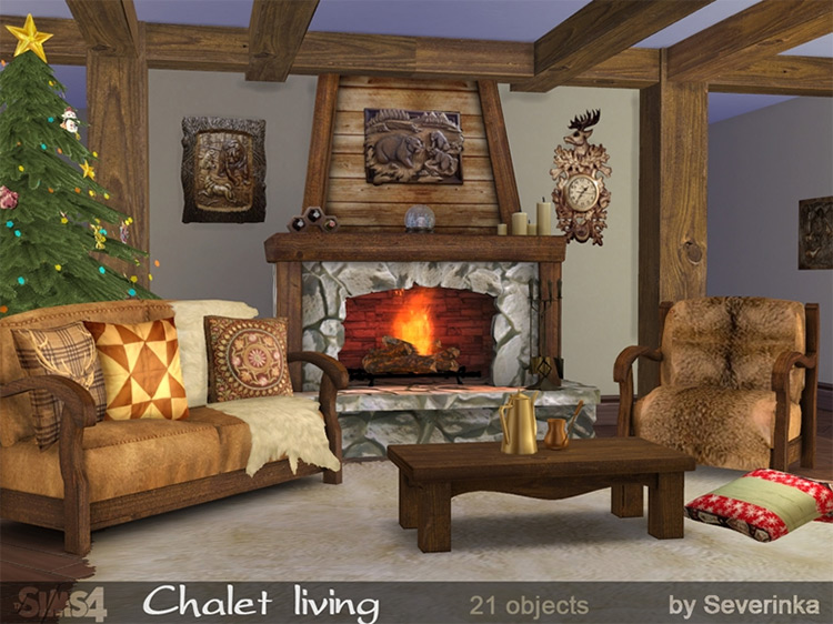 Chalet Living Sims 4 CC