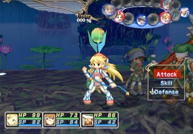 Selecting action for character in Mana Khemia 2: Fall of Alchemy