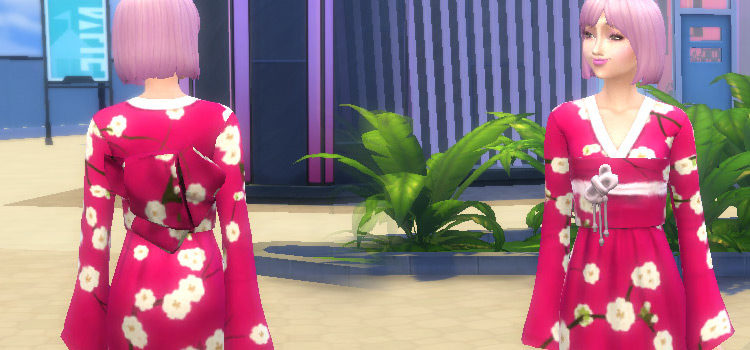 Red/Pink Kimono Design - Sims 4 Stuff CC