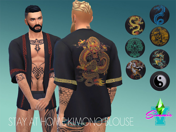 SaH Kimono Blouse for guys - Sims 4 CC