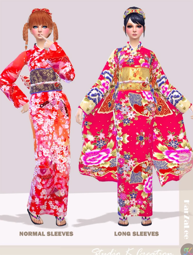 Japanese Kimono CC - Traditional Outfit for The Sims 4