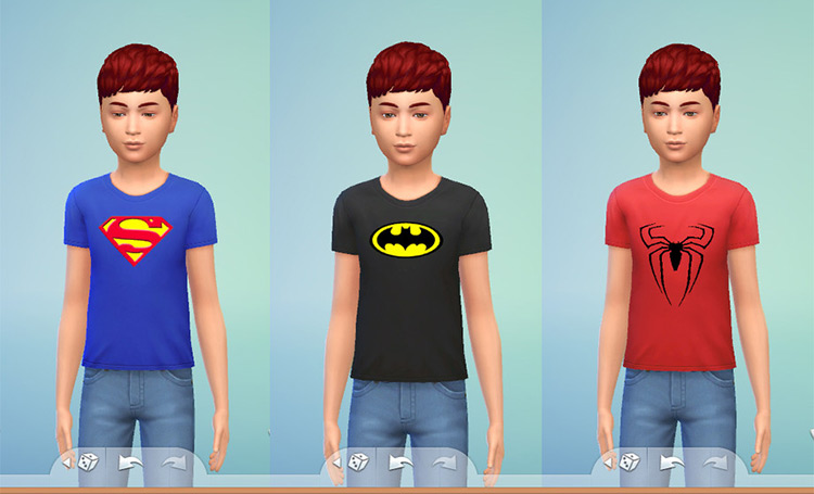 Superhero T-Shirts Pack for Kids - Sims 4 CC