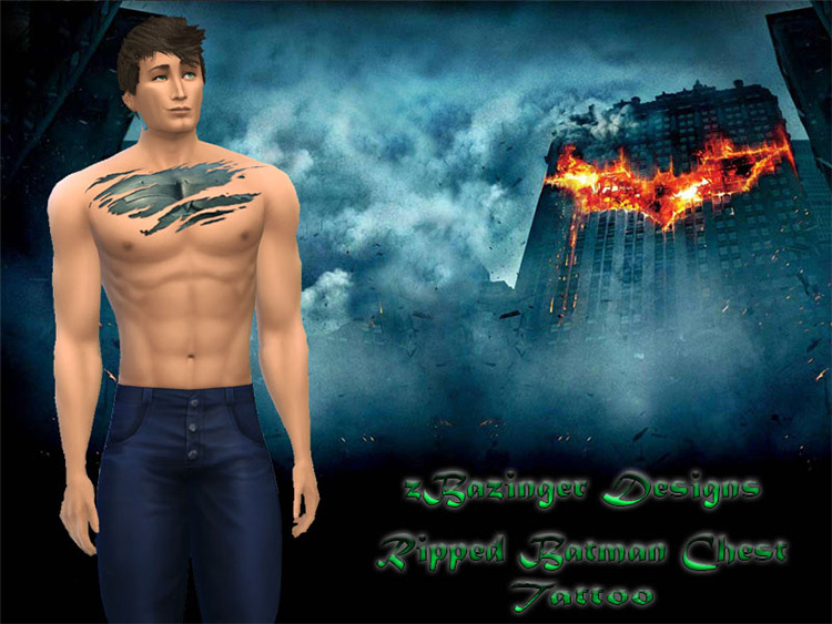 Batman Ripped Chest Tattoo - Sims 4 CC